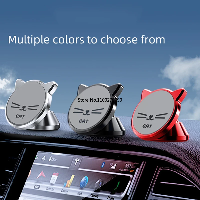 

Handy Magnetic Car Mobile Phone Bracket Metal 360 Degree Rotating Cat Phone Holder Stand Steady Anti Shake Vehicle Mount Supplie