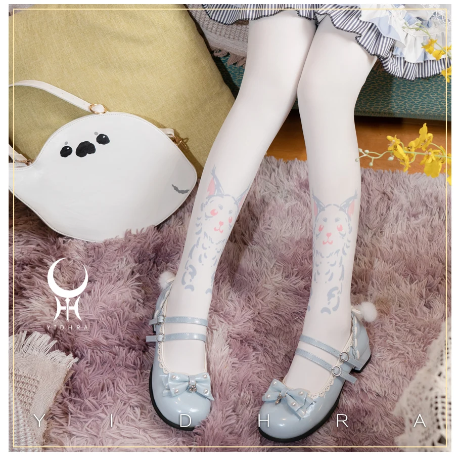 

Little Cat Lynx Cosplay Lolita Pantyhose Double-sided Printing Jumpsuit Socks Tights Loli Girls All-match Velvet Stockings