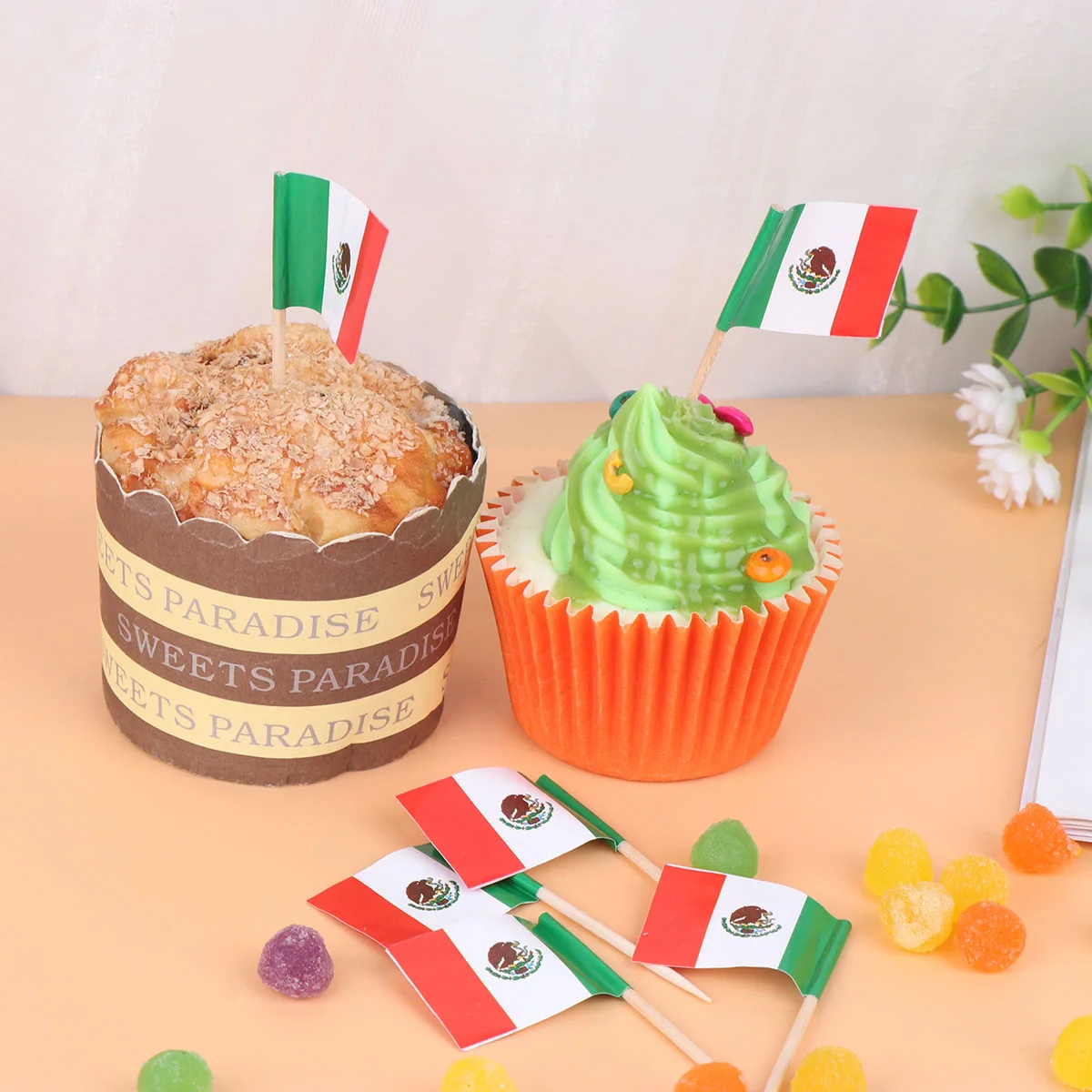 

Flag Flags Mexico Picks Mexican Cupcake Cake Toothpick Toothpicks Toppers Stick Cocktail Mini World Topper Pick Decorations