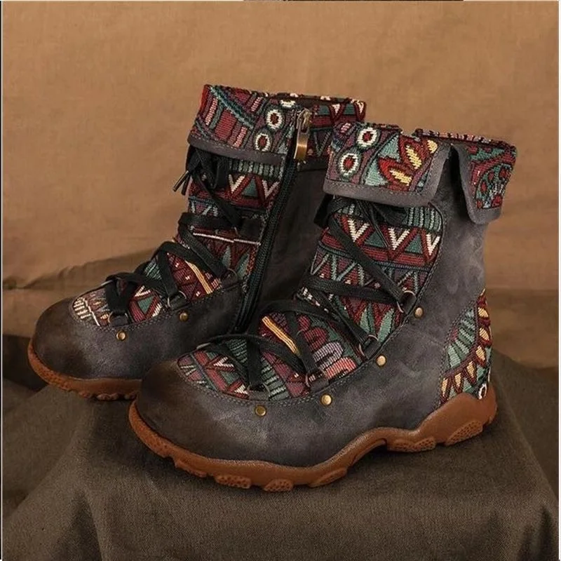 

Vintage Shoes WOMEN ANKLE BOOTS Chunky Winter Cowboy Sneakers Flats Short Elegant Woman Big Size 43 Boot for Women Free Shipping