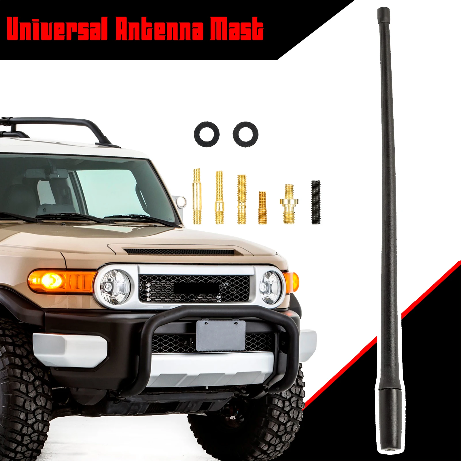 

13inch Car Radio Antenna Mast Aluminum Wire Flexible Rubber Aerial FM/AM Reception for 2007-2019 Jeep Wrangler JK JKU JL JLU JT