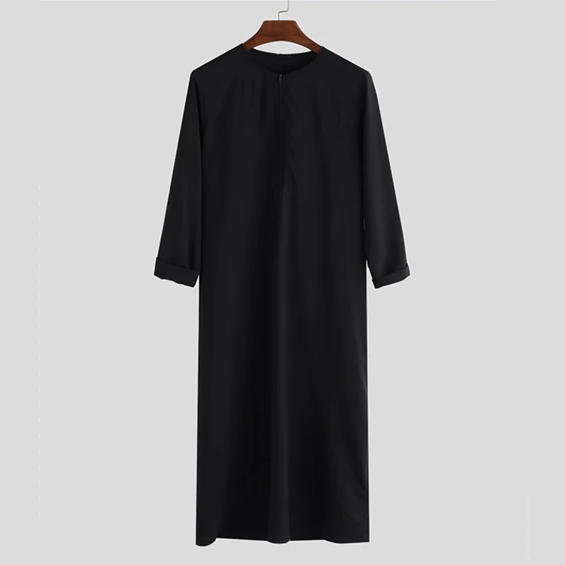 Muslim Robes Men Islamic Clothes Arabic Kaftan Long Sleeve Loose Abaya Saudi Arabia Dubai Jubba Thobe Musulman Homme Ramadan Gif