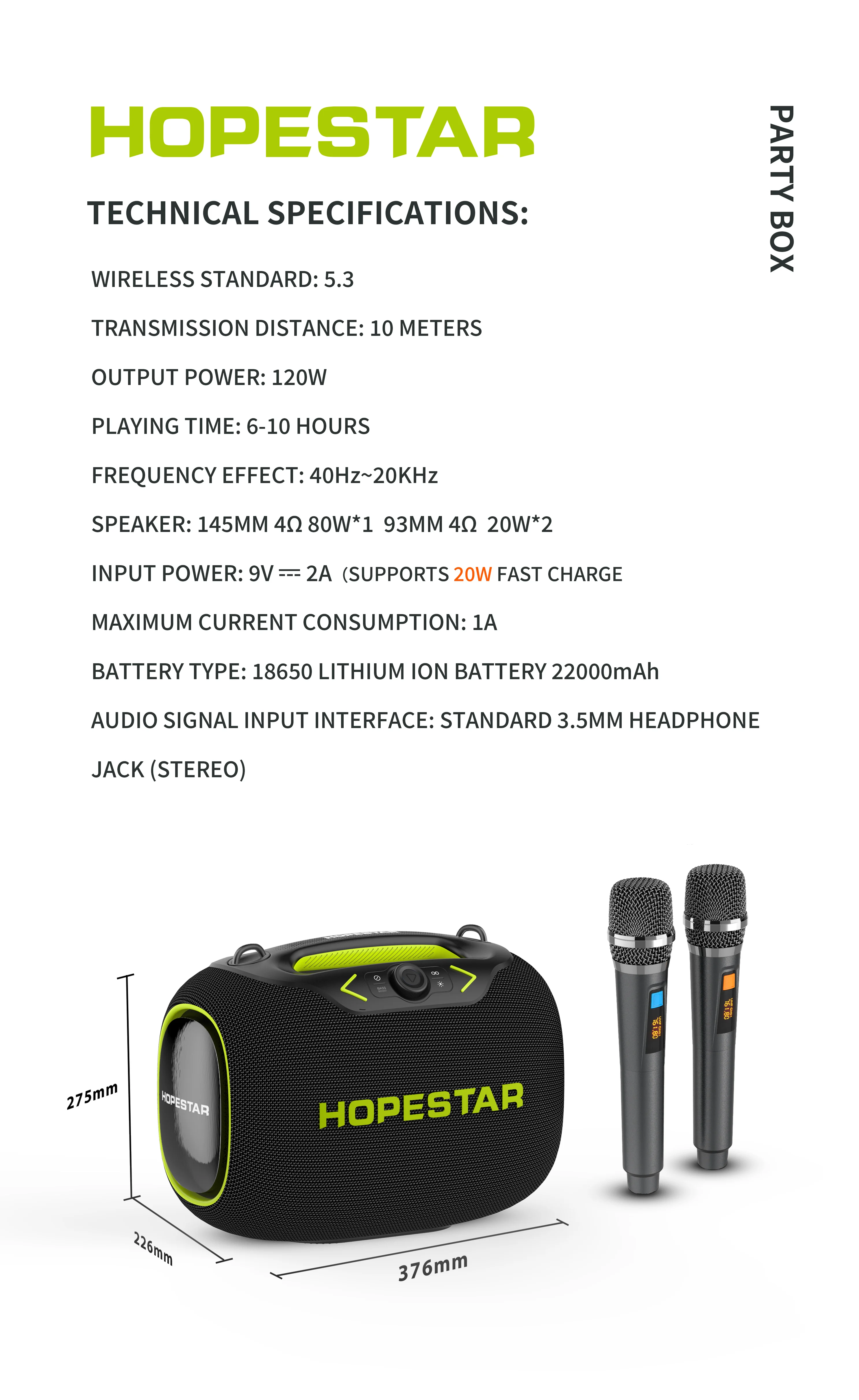 Hopestars Partybox 120 Вт портативная Bluetooth колонка