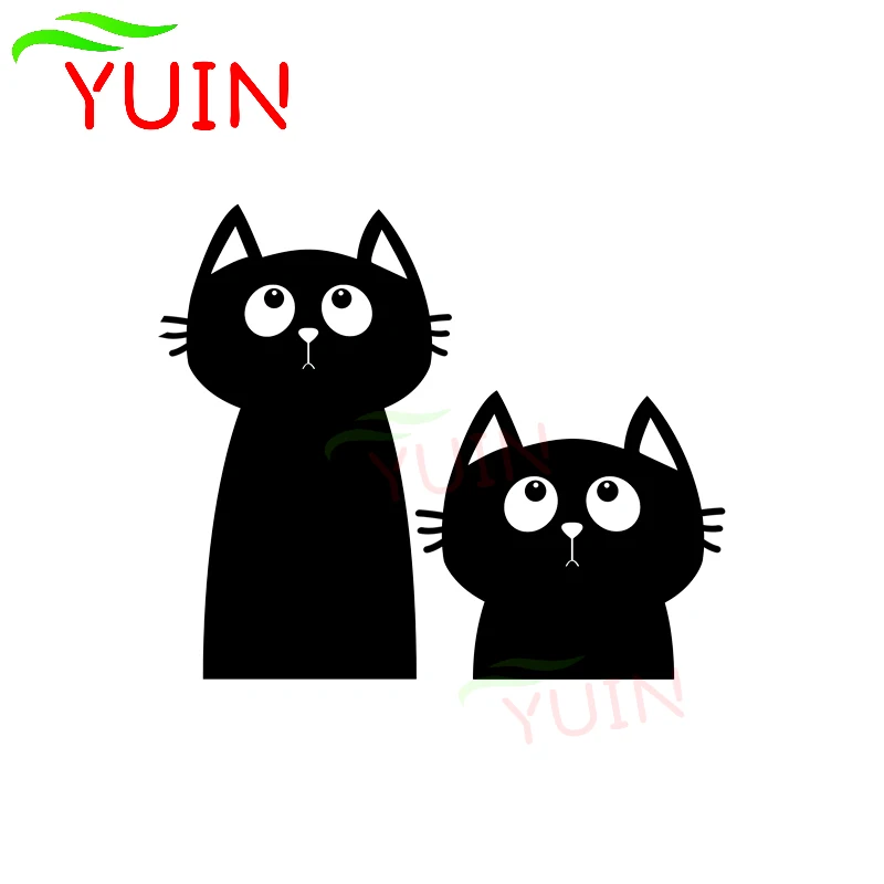 

Car Sticker Two Cats Head Up Animal Pet Decal Cars Accessories PVC Bumper Decoration Waterproof Sunscreen Cover Scratch Decals