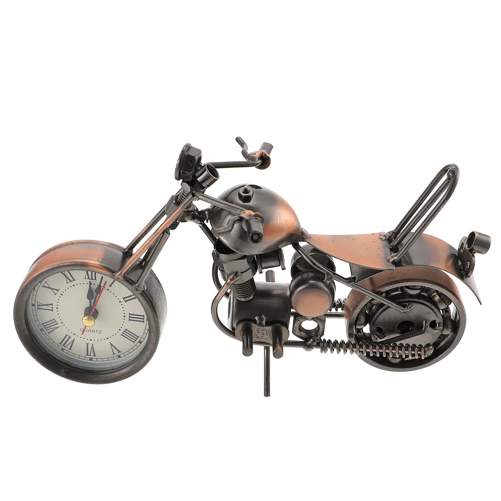 

Decoration Novel Motorcycle Clock Adornment Vintage Office Desktop Ornament Retro Iron Craft Metal