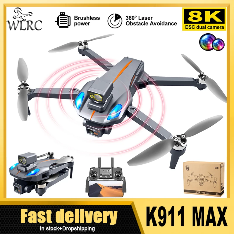 Купи K911 MAX GPS Drone 8K Professional Dual HD Camera Obstacle Avoidance Brushless Motor 1.2KM RC Helicopters Foldable Quadcopter за 4,619 рублей в магазине AliExpress