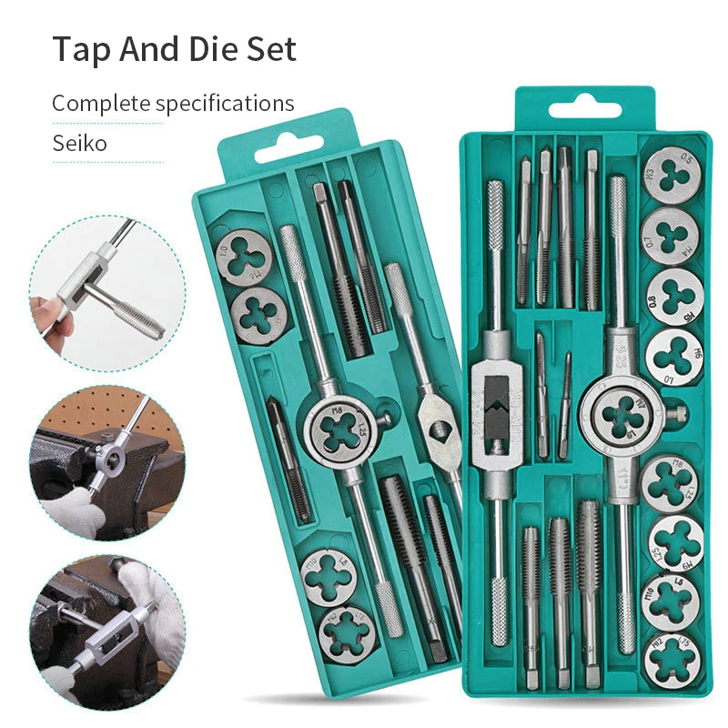 

Tap And Die Set 8/20Pcs Tap Wrench Threading Tools Metric/Imperial Hand Tapping Tools For Metalworking Screw Thread Tap Die Tap