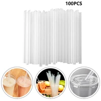 100pcs disposable transparent thick straw plastic long straw milkshake bubble boba tea fat dringking straws bar accessories