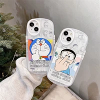 anime doraemon cases for iphone 13 12 11 pro max xr xs max x cute blue robot cat nobi soft silicone transparent protect cover