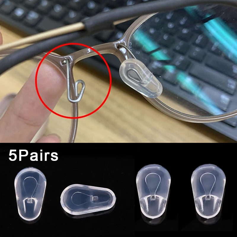 

5Pairs Eyeglasses Push In Silicone Air Chamber Nose Pad Super Soft Silicone Nose Pads For Optical Eyewear