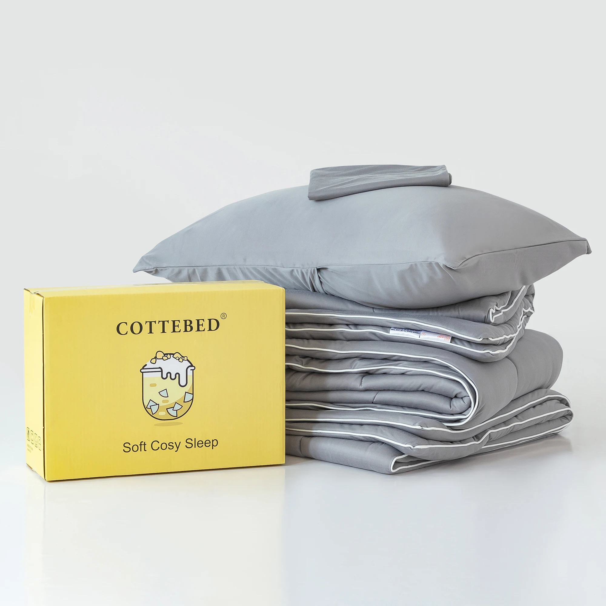 Двухстороннее сверхмягкое одеяло Queen темно-серого цвета вязаное хлопковое