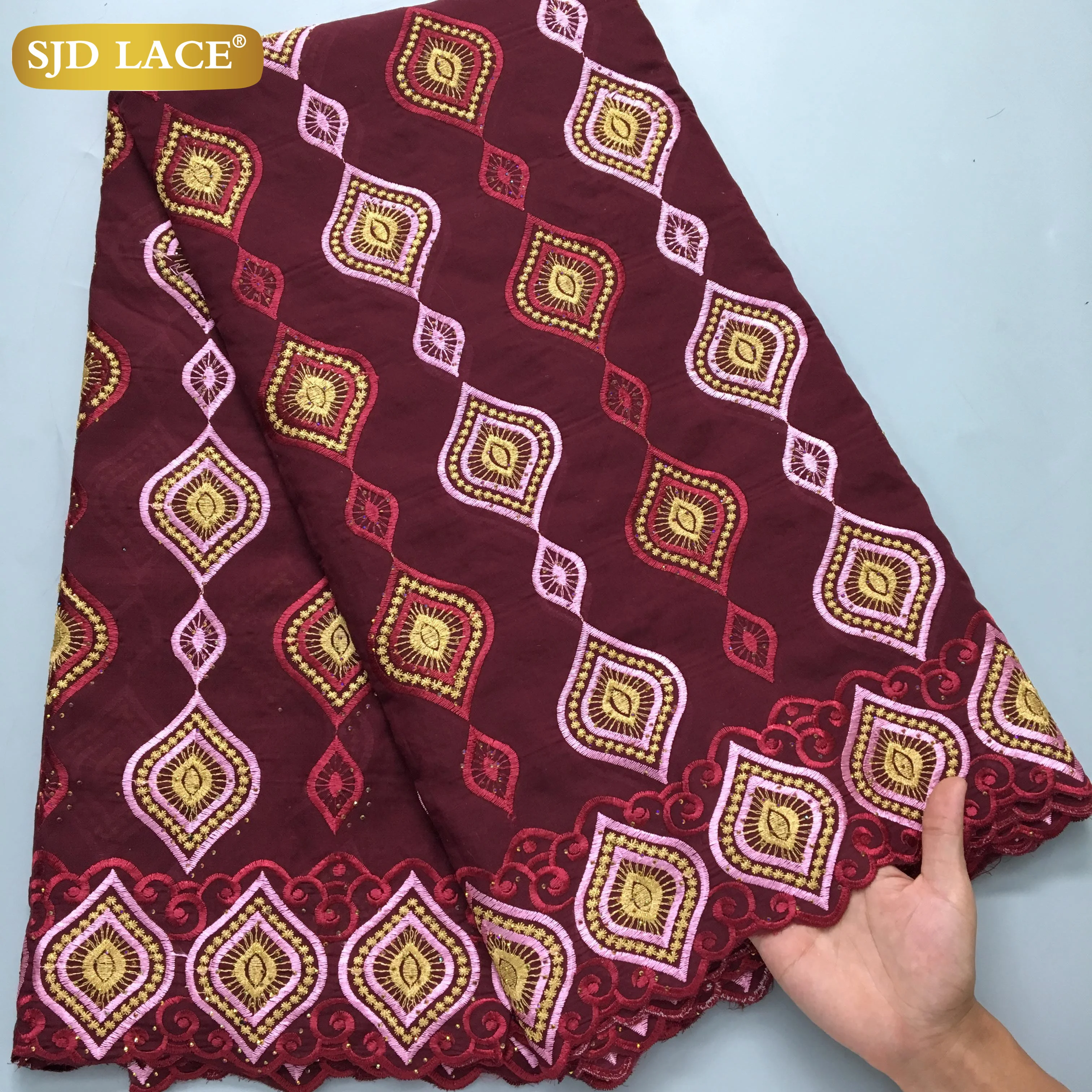 Африканское Хлопковое Кружево Sjd 2024 Высокое Качество Нигерийский Стиль Для