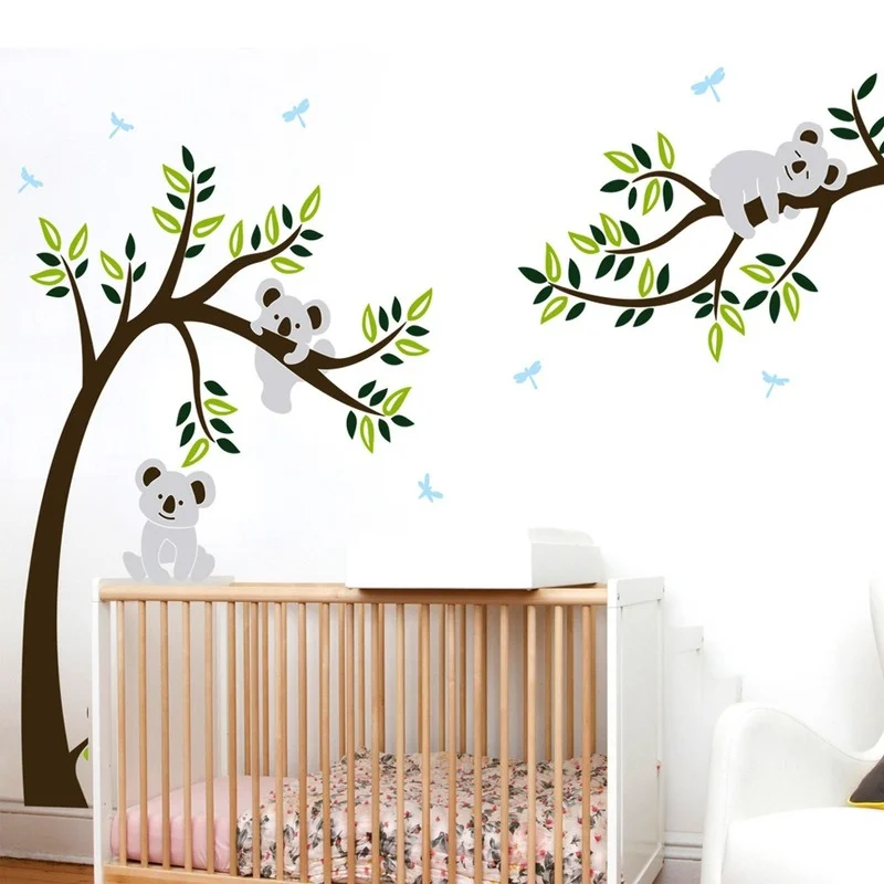 

Koala and Tree Branch Wall Decals Dragonflies Koala Bear Kids Wall Stickers Baby Nursery Childrens Bedroom Wall Decor
