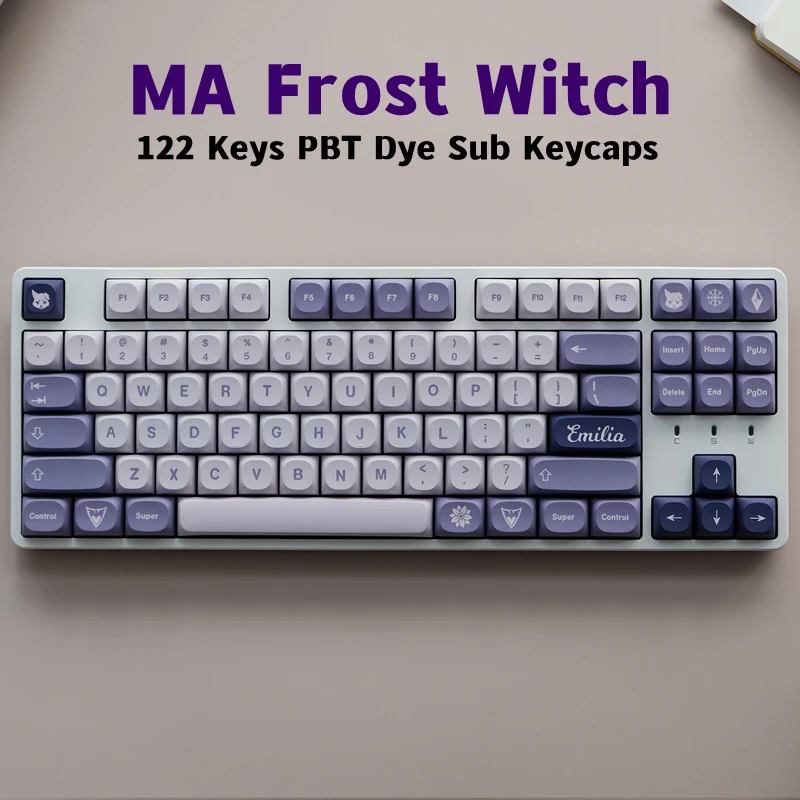 122 Keys MA Frost Witch Keycaps PBT Five Sided Dye-sublimation Keycap For Cherry Mx Switch Gaming Mechanical Keyboard 68 87 104