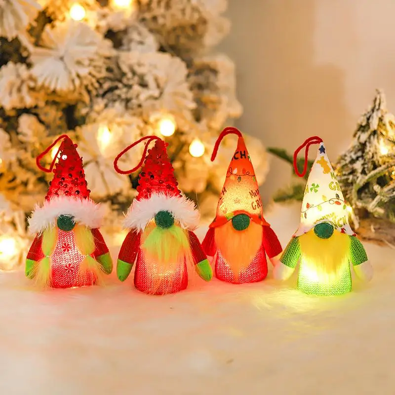 

Christmas Tree Hangings Gnome Decor Faceless Gnomes Stuffed Plush Light Up Decoration Cute Gnomes Pendants Stuffed Plush With