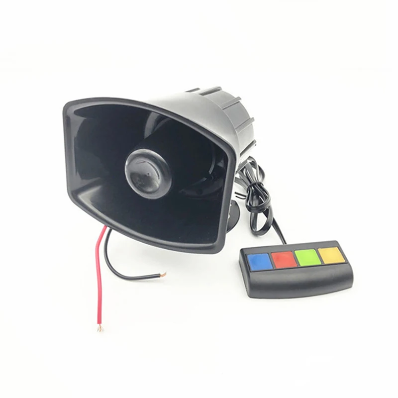 

Police Siren Horn Car Siren Loud Electric Horn Black Plastic Square Speaker DC12V 4 Tones Emergency Siren Electronic PA System