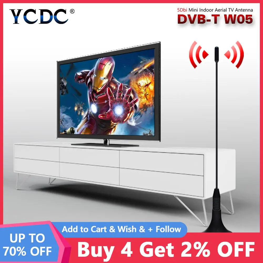 

YCDC High Quality 5dBi Digital Antenna Aerial Digital Freeview For DVB-T TV HDTV With Magnetic Base Black Color
