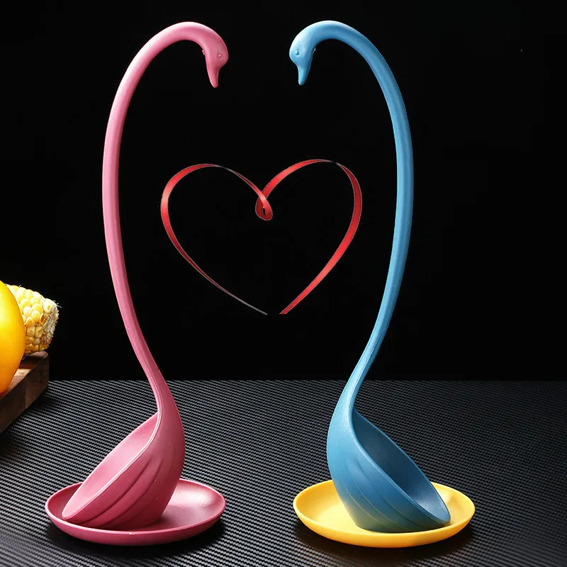 

Home Swan Ladle Spoons With Tray Swan Shaped Ladle Special Swan Spoons Useful Cooking Tool Plastic Ladle Table Decor Kitchen