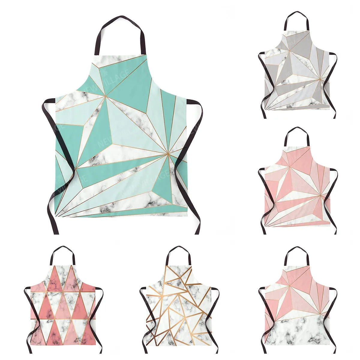 

Women's kitchen apron Restaurant chef barber barman Colorful Marbling apron Waterproof apron for menand child painting apron