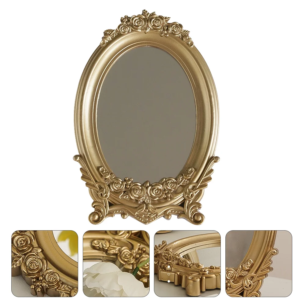 

Retro Mirror Tray Oval Mirror Mirror Serving Tray Folding Mirror Decorative Mirror Necklace Magnifying Mirror