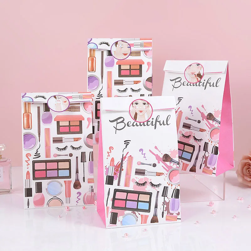 

6pcs Cosmetic Lips Pattern Paper Gift Bag Candy Food Cookie Snack Baking Treat Bags Wedding Birthday Party Favors Packing Supply