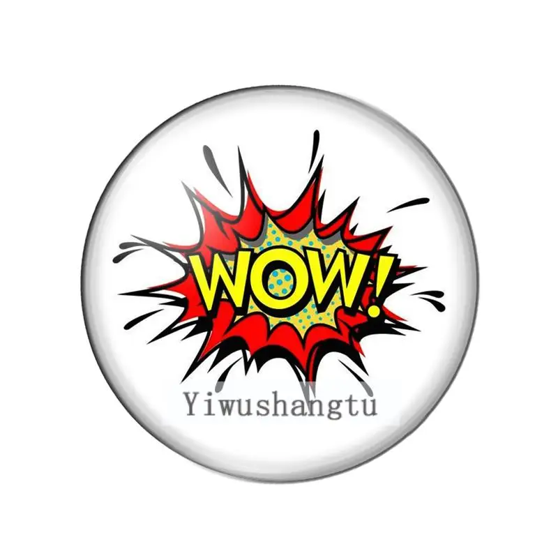 Фото Wordart специальный язык wow Boom Pow Bang 12 мм/20 мм/25 мм/30 мм круглый фотостекло кабошон демонстрационная плоская задняя часть изготовление выводов №3