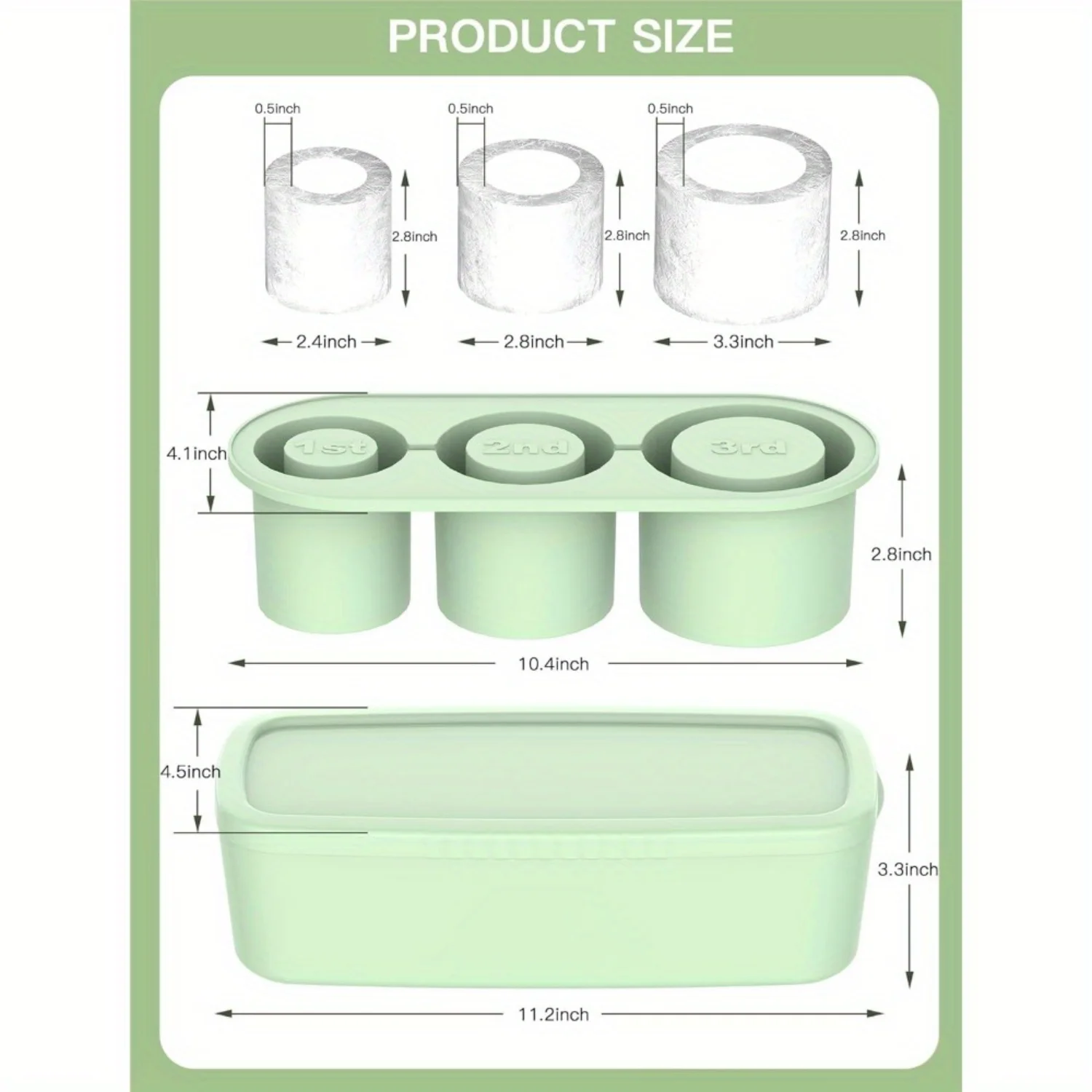 Лоток для кубиков льда стакана на 30–40 унций 3 шт. силиконовая полая