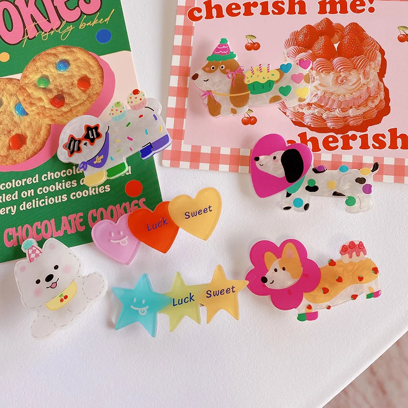 Милая заколка для волос с милой собакой мультяшная в виде утконоса форме сердца