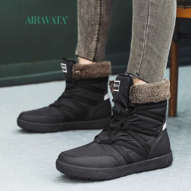 Winter Warm Women Men's Snow Boots Height Increasing Comfortable Adult Woman Female Plush Waterproof Light Shoes