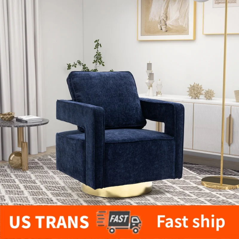 

30.7"W Swivel Accent Open Back Chair Modern Comfy Sofa Chair With Gold Stainless Steel Base For Nursery Bedroom Living Room