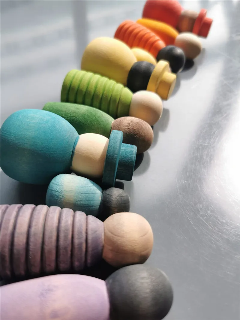 Деревянные игрушки Монтессори куклы ручной работы с радужными колышками