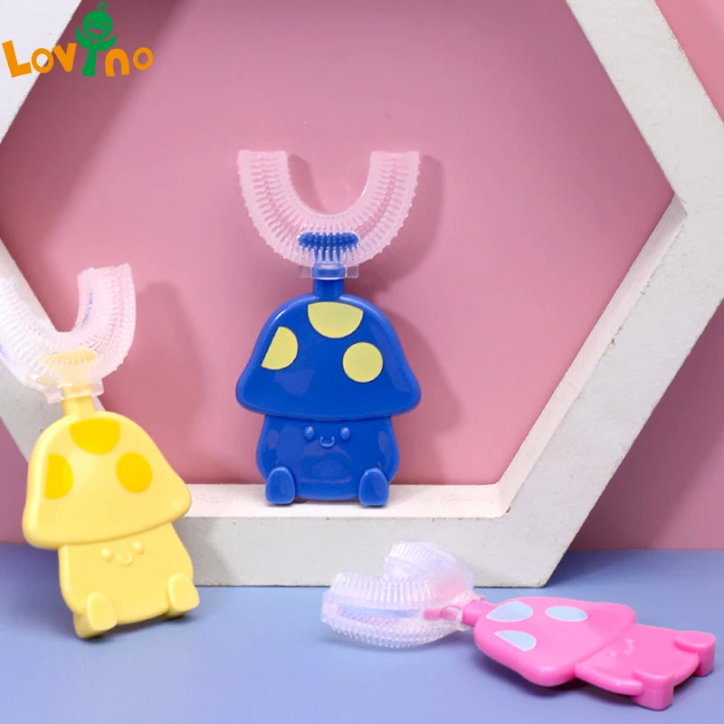 

Baby Toothbrush 360 Degree Children Teeth Oral Care Cleaning Brush U-shaped Food Grade Silicone Teethers for Kids Newborn Items