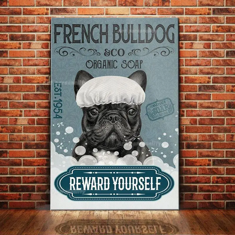 Металлические оловянные знаки французский бульдог мыло для ванной гостиной