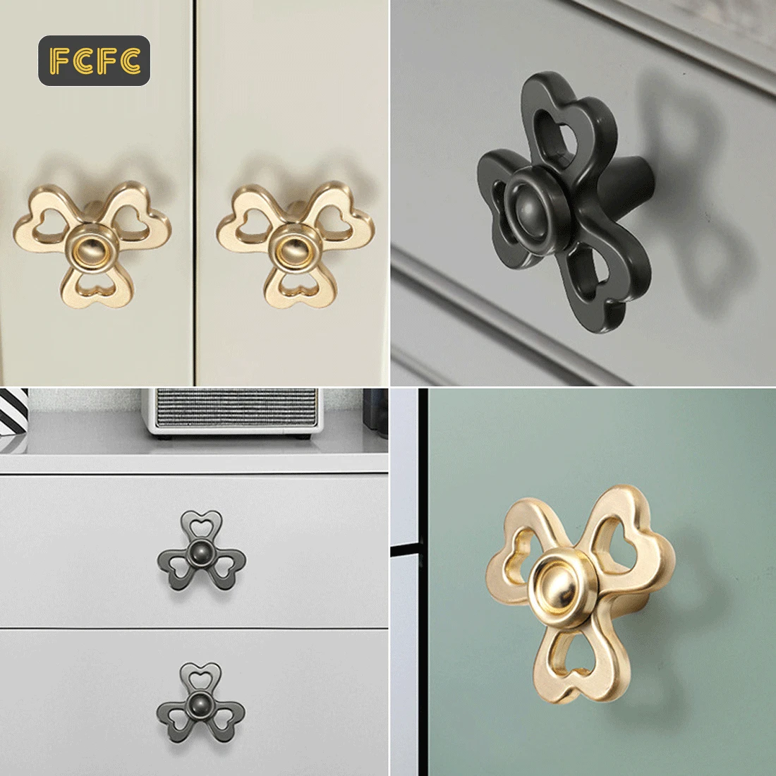 

FCFC Cabinet handle Rotating Brass Gold Grey Wardrobe Handle Finger Single Knobs Handle Cupboard Pulls for Furniture Hardware