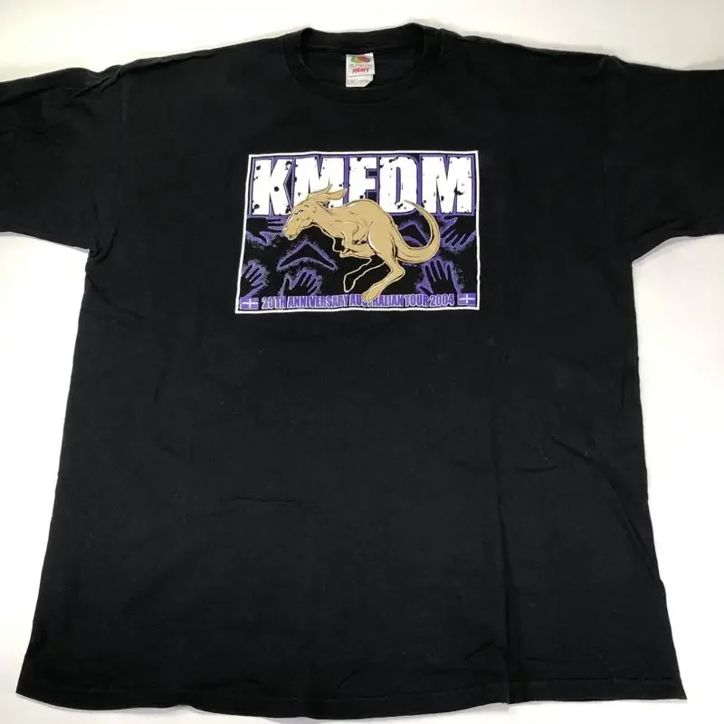 Фото Футболка KMFDM 2004 Australian Tour 20th Anniversary, двусторонняя, размер 2XL, редкая, винтажная, в стиле Y2K. №1