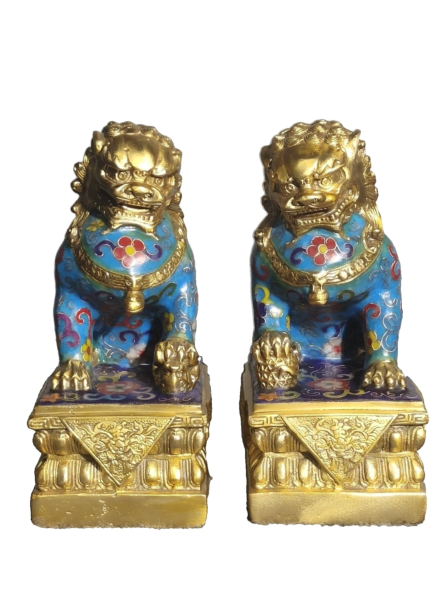 

LAOJUNLU Pure Copper Cloisonné Filigree Lions Pair 21Cm High Chinese Traditional Style Antiques Fine Art Gifts Crafts