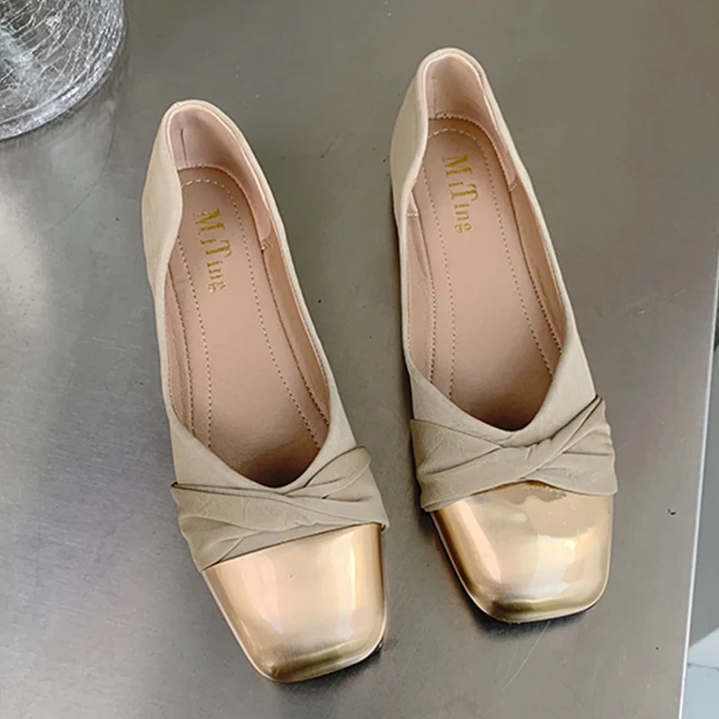 

Женские мокасины из ПУ кожи, без застежки, с квадратным носком