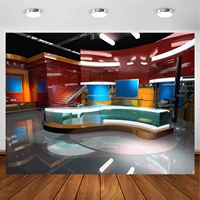 Bright Multimedia Broadcast Stage Backdrop TV Station Weather News Report Economic Interview Program Record Background Compere