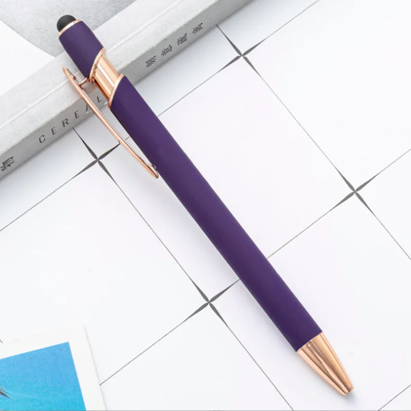 

1 Piece Personalized Carving Logo Stationery Office School Supplies Press Touch Screen Ballpoint Pen Cute Metal Pens