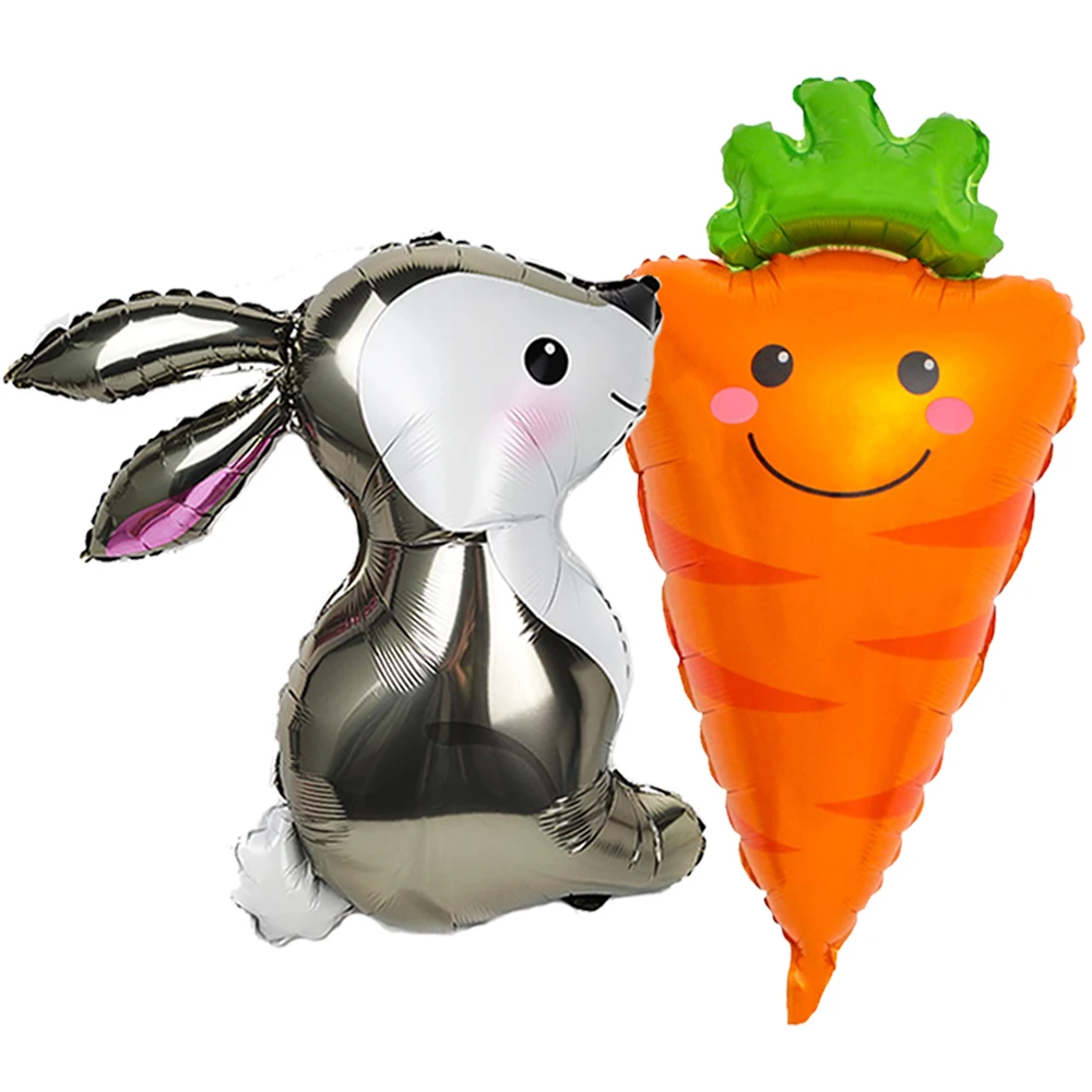 

Easter Foil Balloon 2pcs Bunny Carrot Balloon Set Rabbit Shaped Balloon Happy Birthday Balloon Easter Party Decor Bunny Birthday
