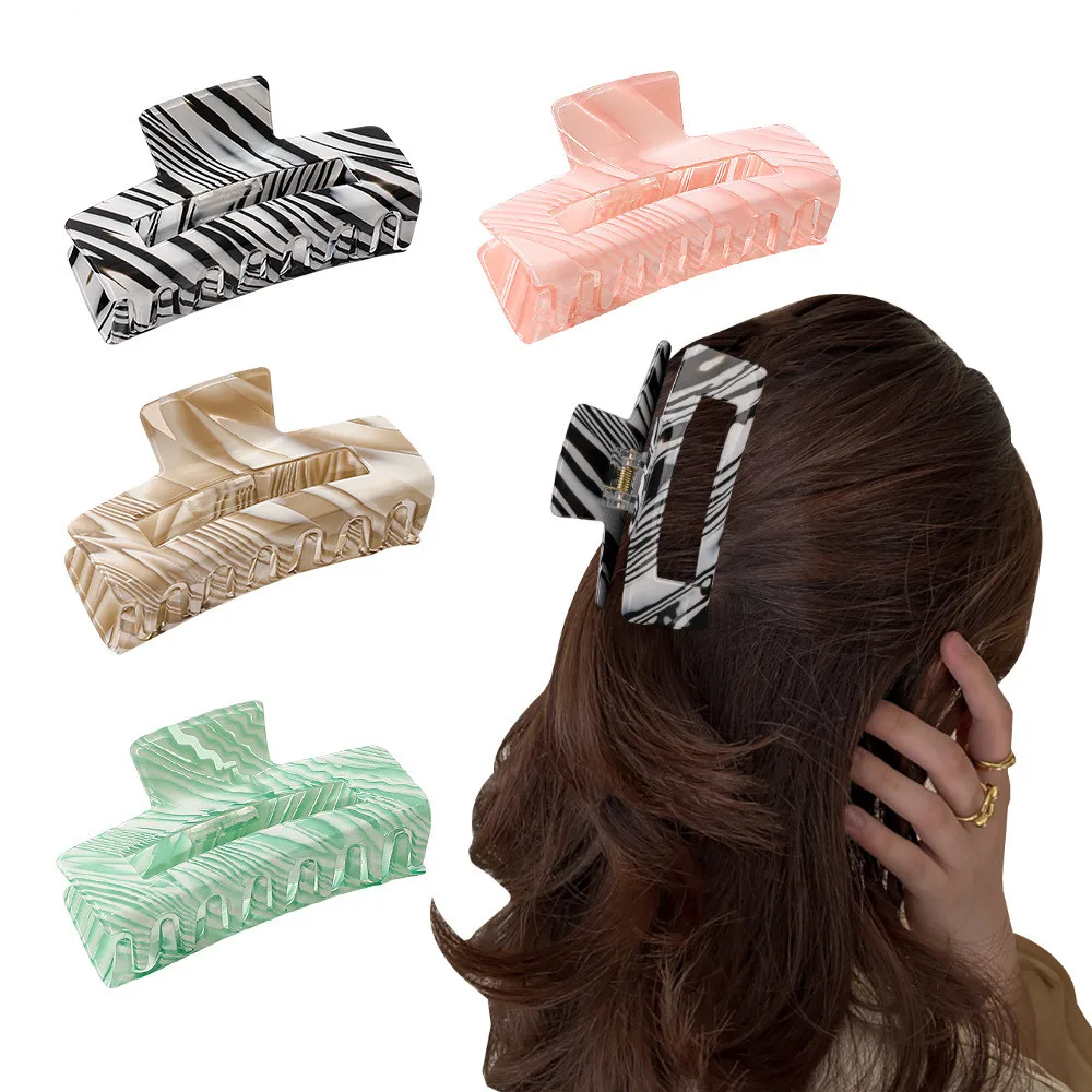 

New Fashion Large Boutique Geometry Beautiful Striped Aceticacid Hairpin Barrette for Women Girl Accessories Headwear