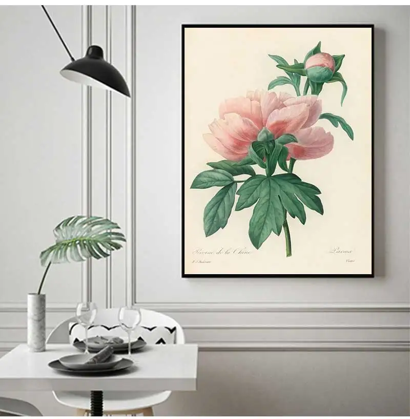 Винтажные постеры и принты садовых пионов роз лилий дикие цветы Картина на