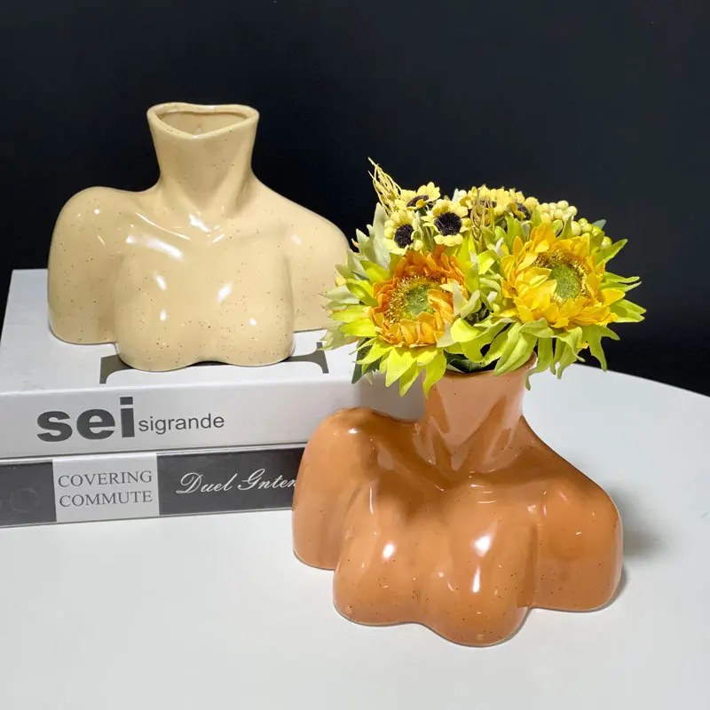 

Nordic Creative Human Body Abstract Ceramic Vase Flower Insertion Art Vase Decoration Home Aesthetic Room Decor Nordic Vase