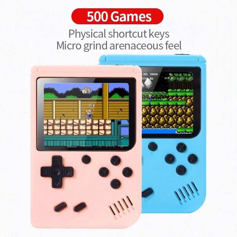 

Портативная мини-консоль для видеоигр в стиле ретро, 8 бит, 3,0 дюйма, цветной ЖК-дисплей, Детская цветная игровая консоль, 500 встроенных игр