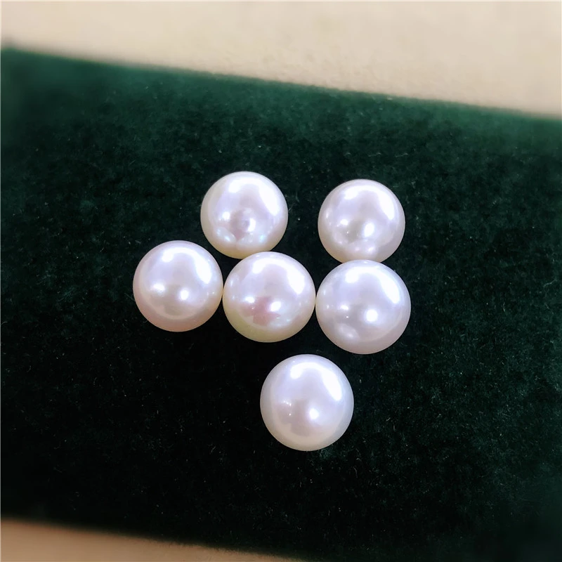 

High Quality Pearls Jewelry 5-7mm White High Luster Half Hole Round Natural Freshwater Loose Pearls Beads for jewelry Accessorie