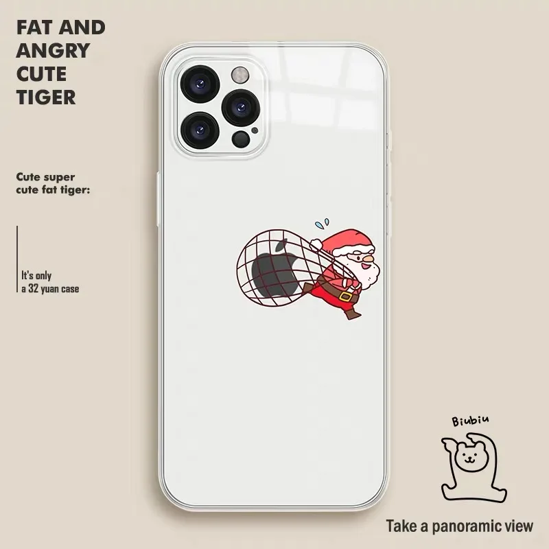 

Cute Santa Stealing Apples Christmas Phone Case for Silicone Case for IPhone 11 12 13 Pro Max Case X Xr Xs Max 8 7 Plus Soft TPU