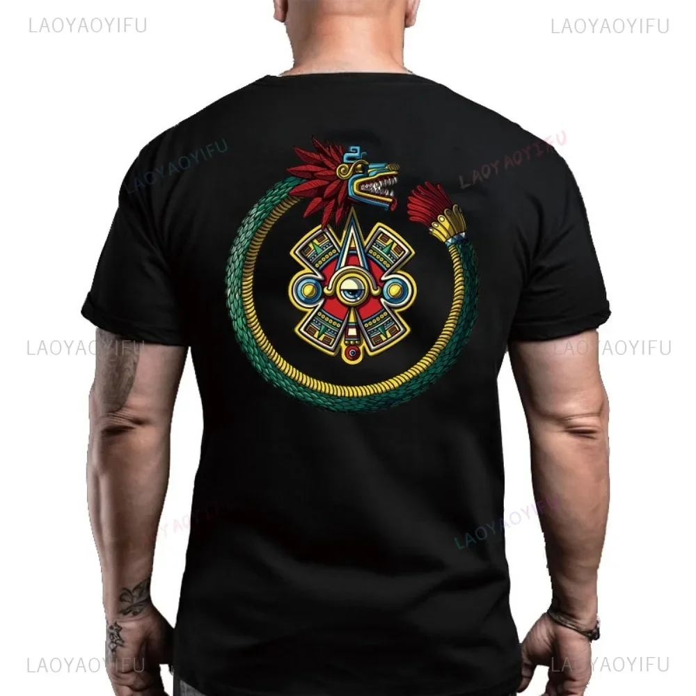 Мужская хлопковая футболка Mictlantecutli God of Death с принтом на спине. Футболка Heritage Lord of The Mictlan, ацтекские топы (art.: 3920c8ebc5d7f) - 3920c8ebc5d7f