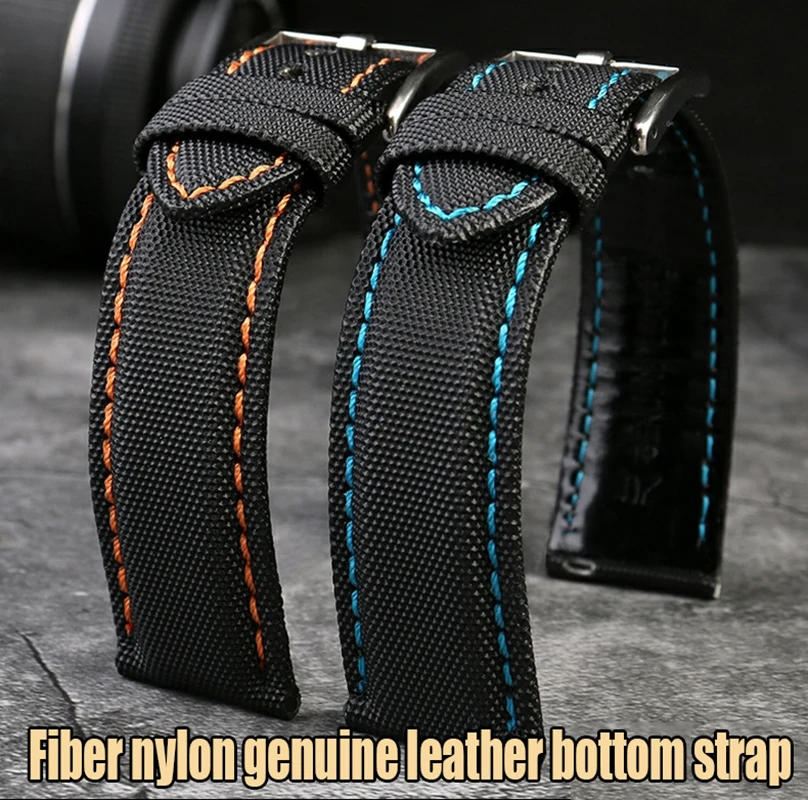 Ремешок нейлоновый кожаный для наручных часов браслет Tag Heuer Citizen Seiko No.5Mido Casio