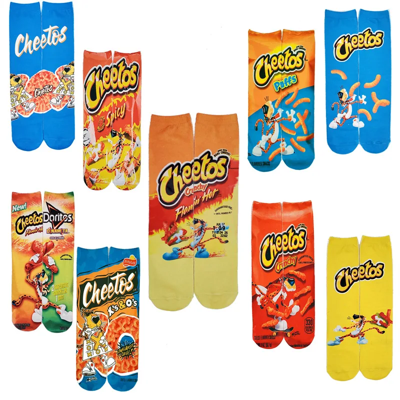 Men Happy Socks 3D Creative Foods Potato Chips Printing Snack Candy Knee Socks Funny Harajuku Casual Cotton Fashion Long Socks