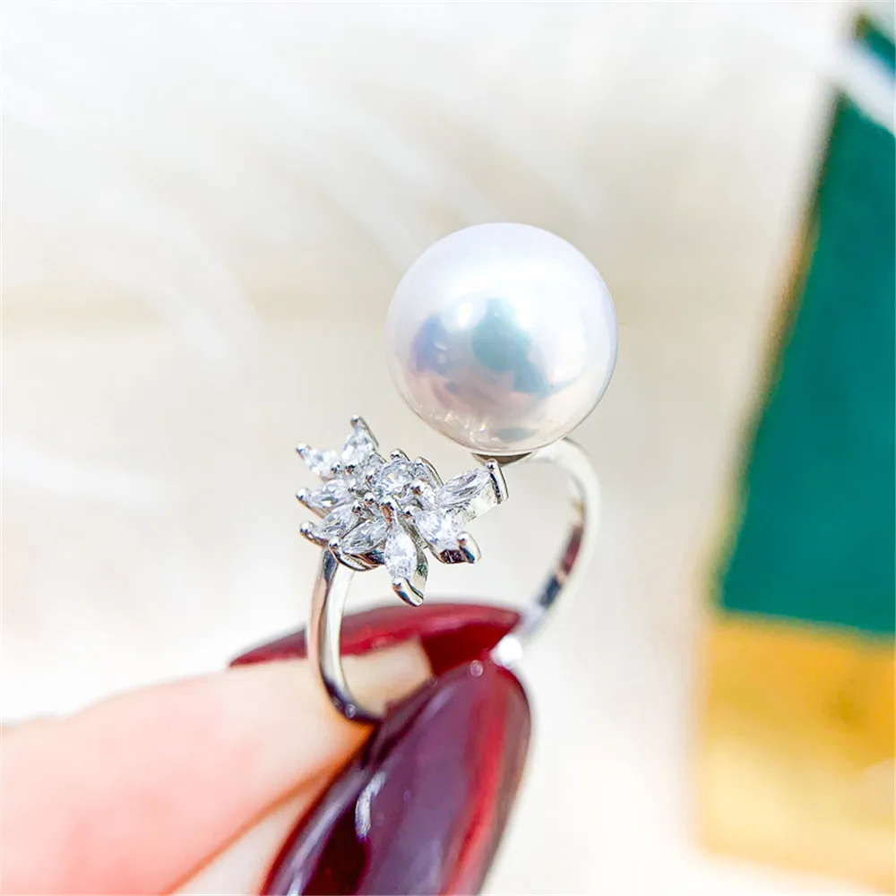 

Classic Rings Resizable Design Rings Base S925 Sterling Silver Pearl Rings Settings Women DIY Pearl Rings Accessory